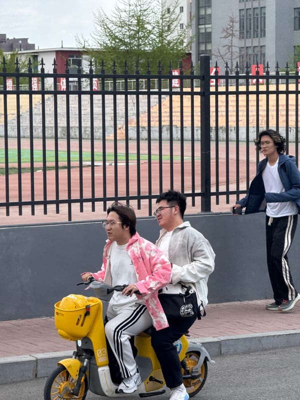 Young people gather in early morning Zhongtun urban setting