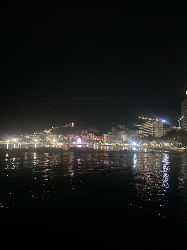 Nighttime construction activity observed along Budva Montenegro waterfront