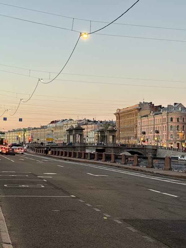Saint Petersburg streets and waterways on a summer evening
