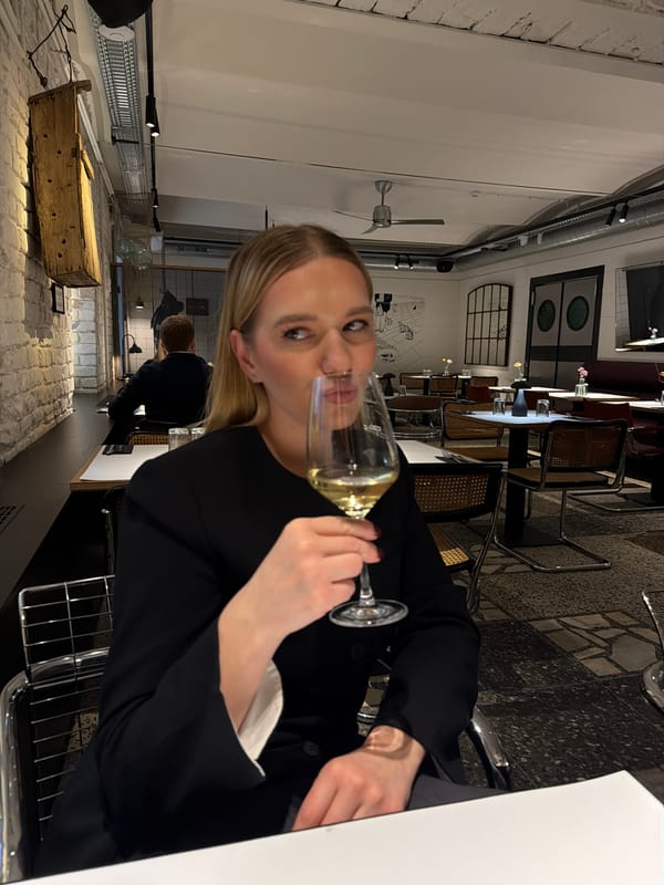 Couple dining at Fish Corner restaurant in Riga captured