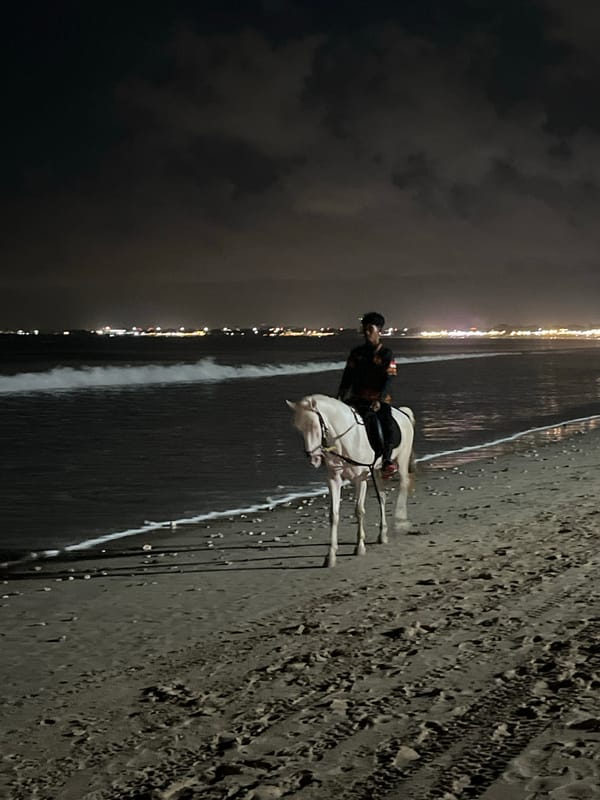 Night horseback rider spotted on Kuta Selatan beach