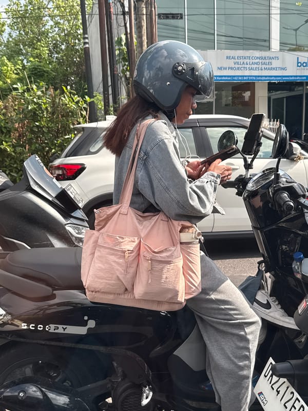 Motorcyclist spotted on street in North Kuta, Indonesia
