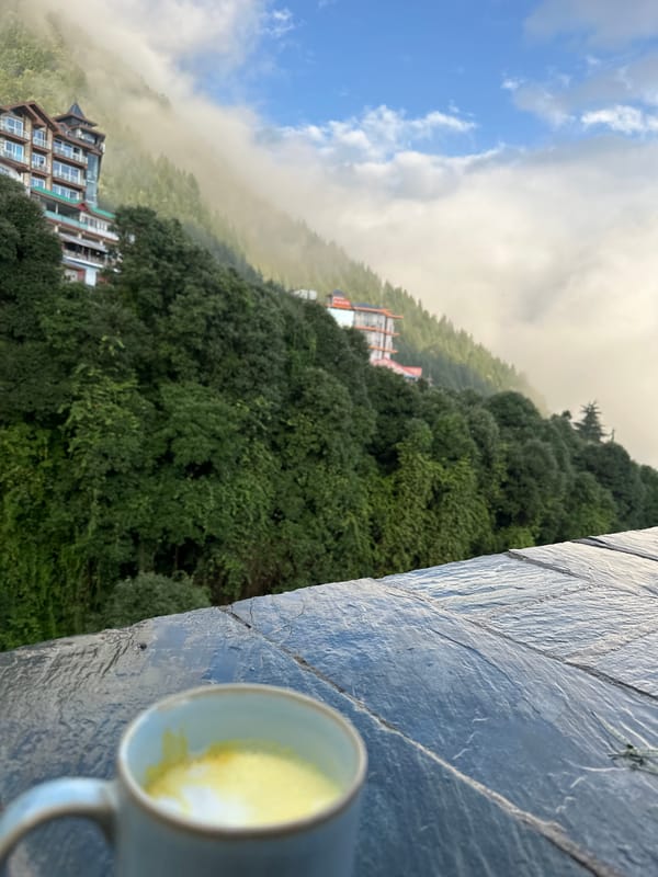 Misty morning at a Zostel hostel in the Himachal hills
