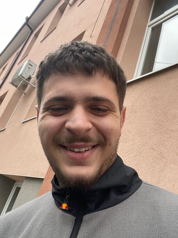 Young man takes selfie in Gorna Oryahovitsa, Bulgaria