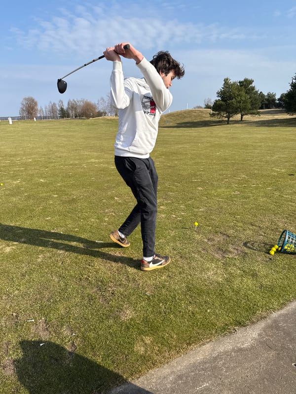 Golf practice session captured in Riga, Latvia