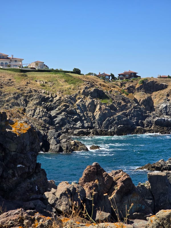 Rocky Black Sea coast outside Sozopol on a clear summer day