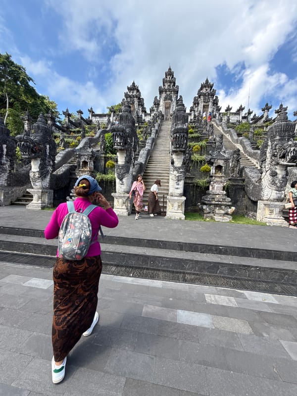 Visitors at Lempuyang Temple, Bali's iconic hilltop shrine