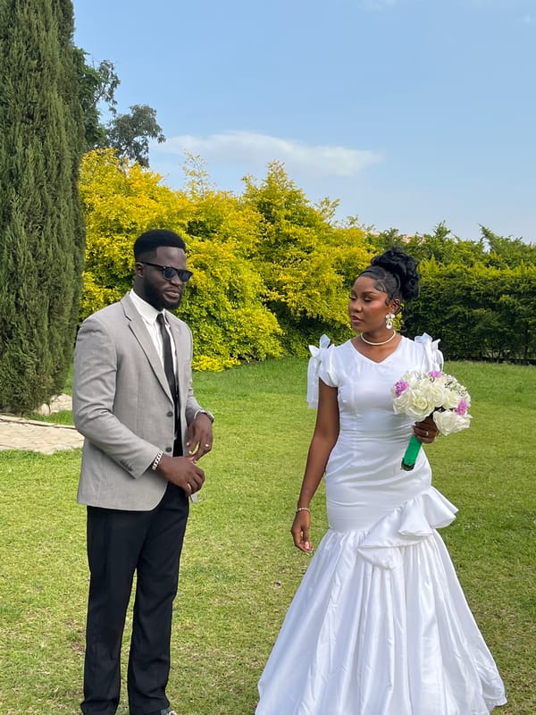 Wedding photoshoot on a sunny lawn in Bukuru, Nigeria