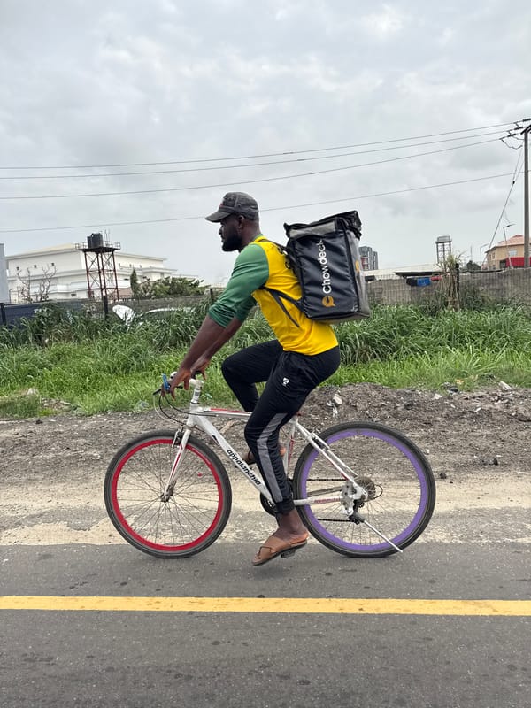 Chowdeck delivery cyclist spotted on Igboefon road