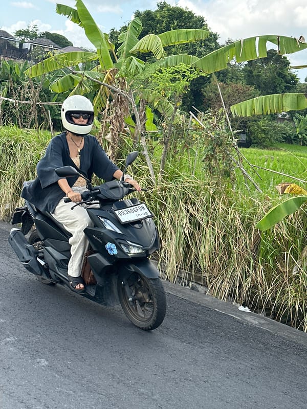 Scooters, streets, and a quick store stop in North Kuta