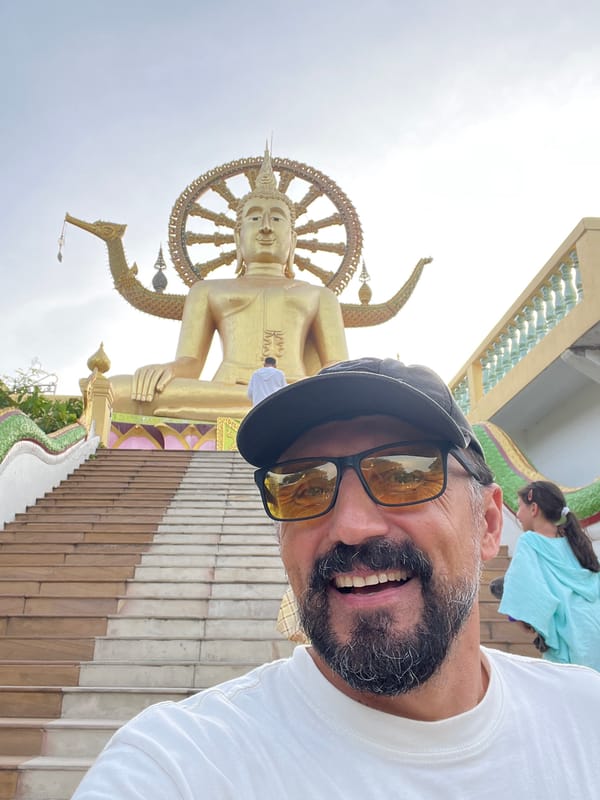 Morning visit to Wat Plai Laem's golden Buddha and temple grounds