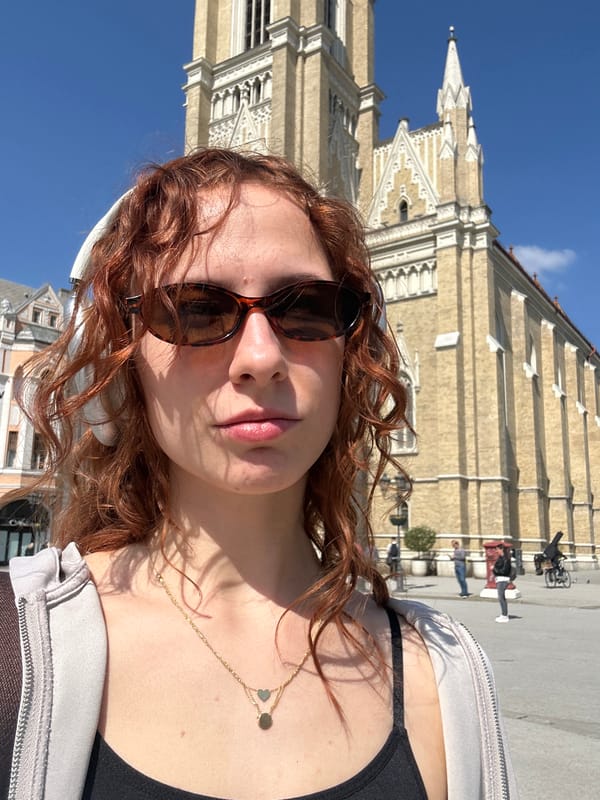 Woman Takes Selfies at Name of Mary Church in Novi Sad