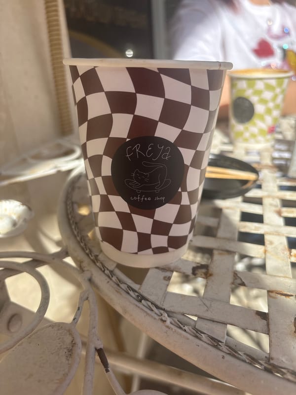 Coffee break captured at Sofia outdoor seating area