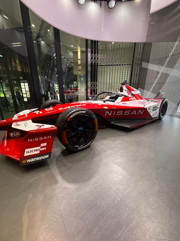 Formula E car display, nighttime Ginza scenes documented in Chuo