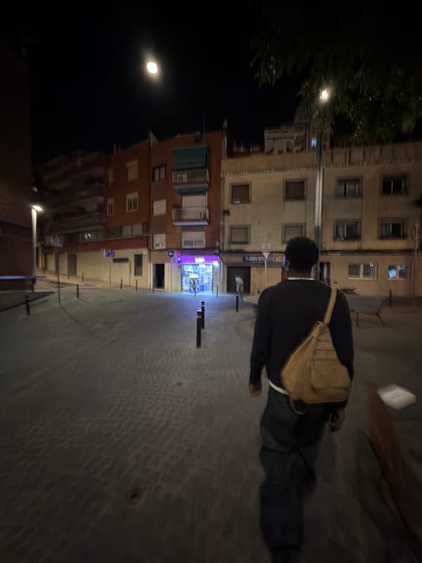 Evening pedestrian spotted on Barcelona street