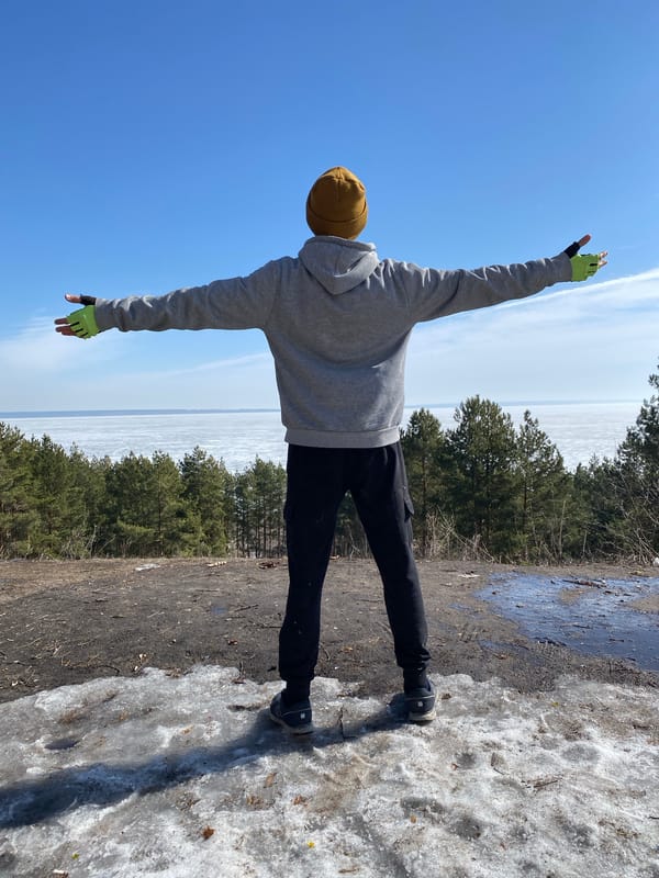 Spring Morning Gathering Along Frozen Volga River in Ulyanovsk