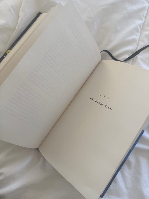 Open book shows 'Happy Years' chapter on London bedding