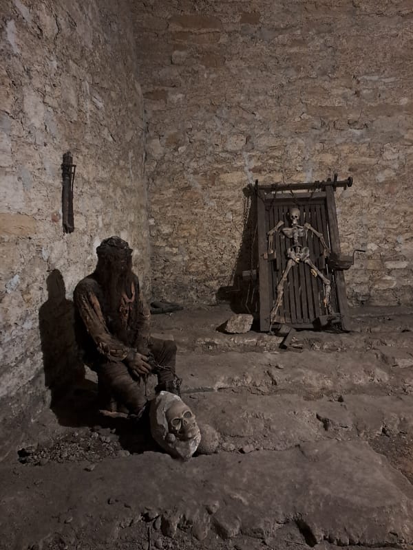 Tourist explores medieval Baba Vida fortress in Bulgaria