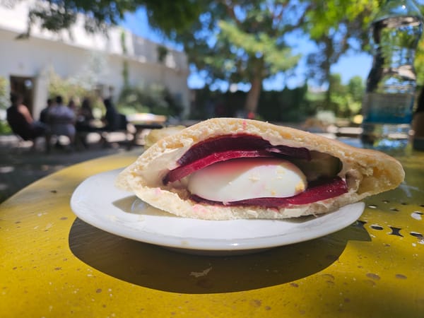 A slow Tel Aviv morning in a shaded urban courtyard