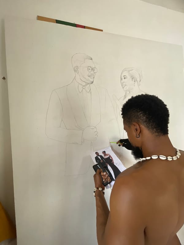 Artist creates formal portrait drawing in Ado, Nigeria