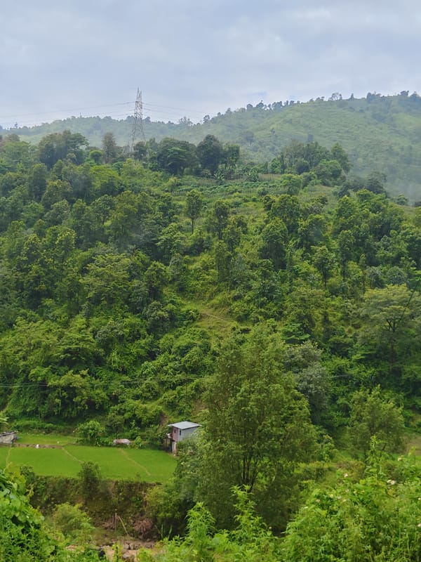 Rural Thakre: paddy fields, hillside homes, and a working quarry