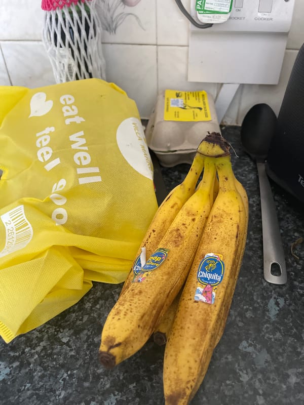 Kitchen counter with groceries observed in Portsmouth home