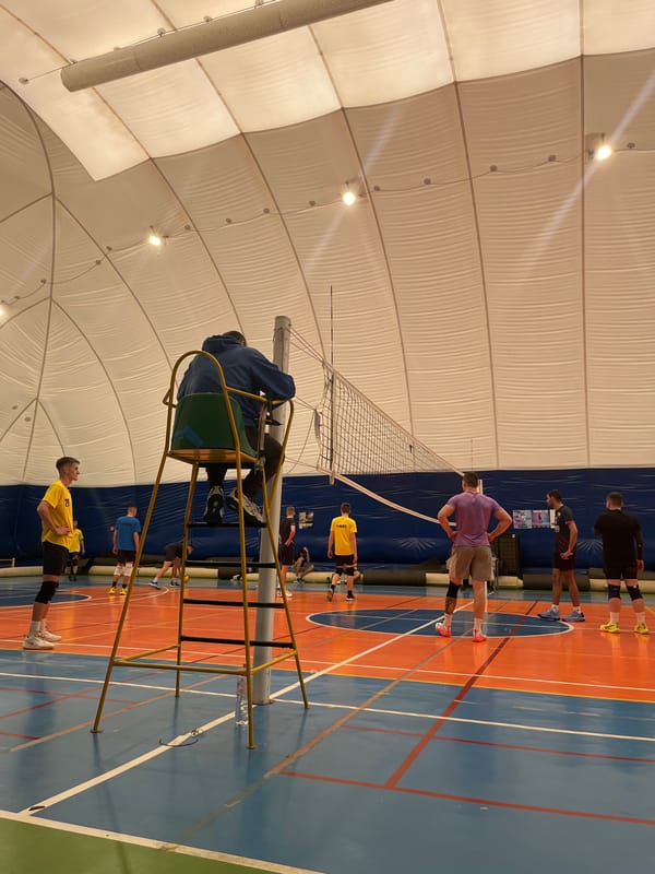 Indoor volleyball game played in Sofia sports facility