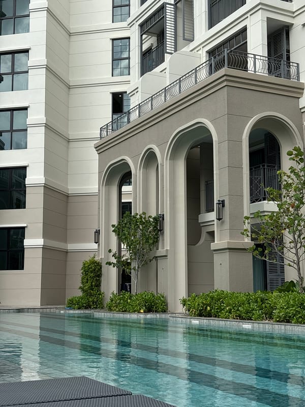 Poolside moments captured at Choeng Thale luxury apartment complex