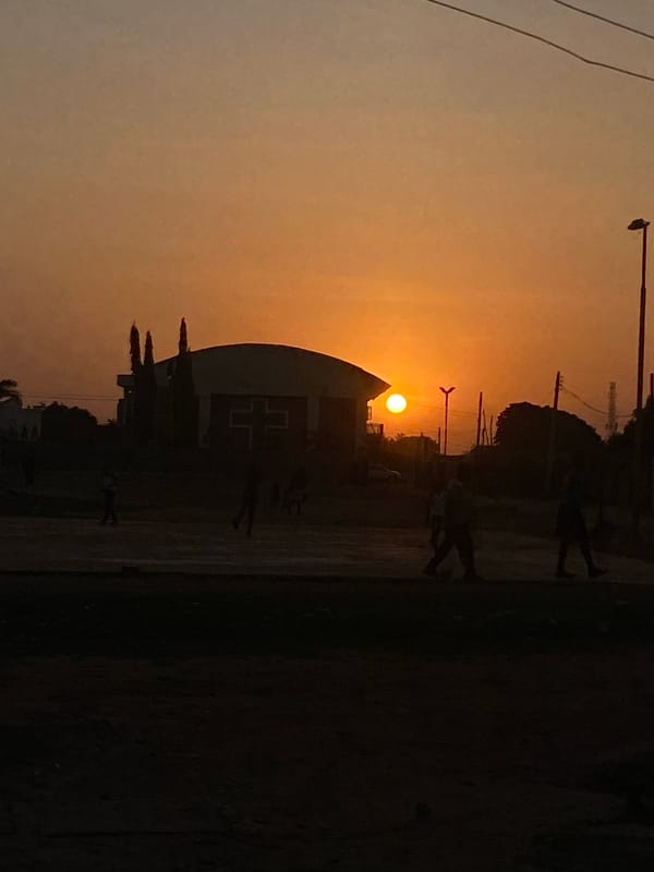 Sunset observed over buildings in Barden Yana, Nigeria