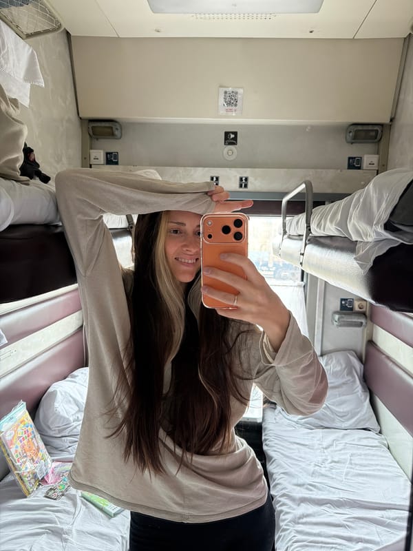 Train passengers photographed during journey near Uzunovo, Russia