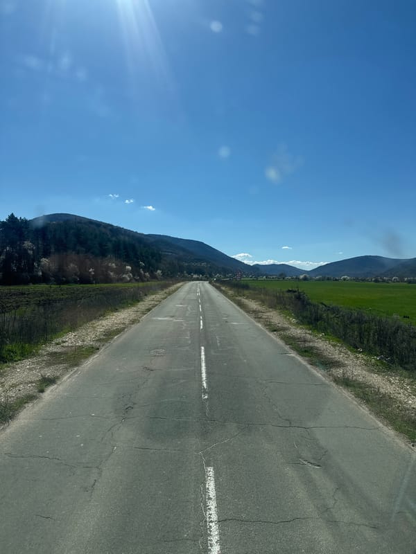 Cracked rural road documented near Glozhene, Bulgaria
