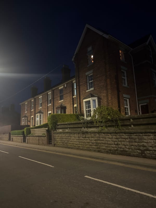 Nighttime street scenes captured in Welshpool, UK