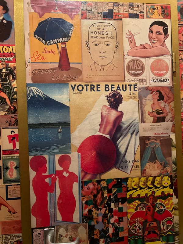 Berlin visitor documents vintage ads and bathroom mirror selfie