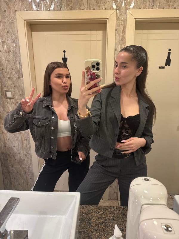 Friends document evening out with selfies in Targovishte, Bulgaria