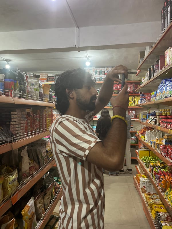 Grocery run in a busy urban market, mid-afternoon.