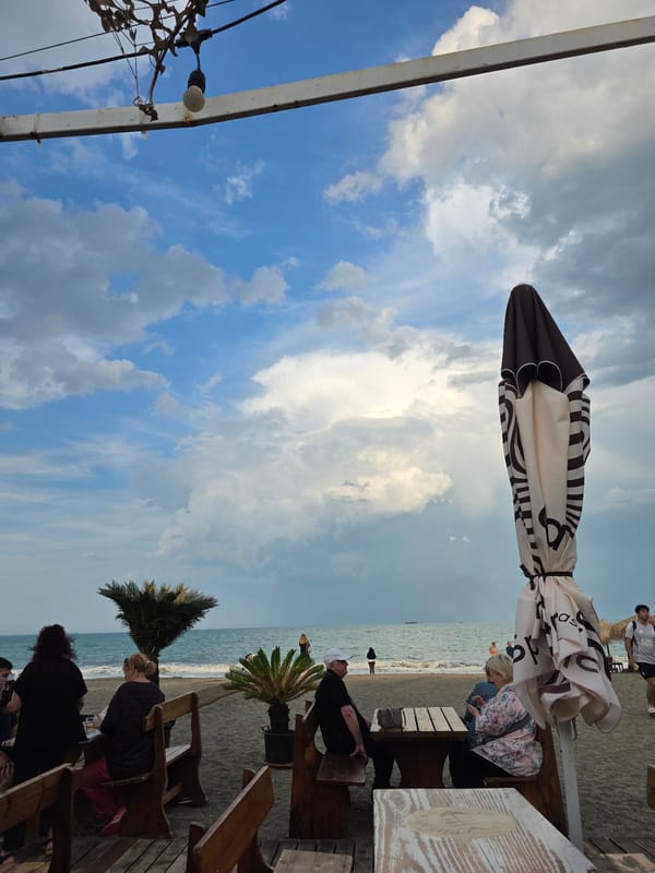 Dusk beach scene documented in Burgas, Bulgaria