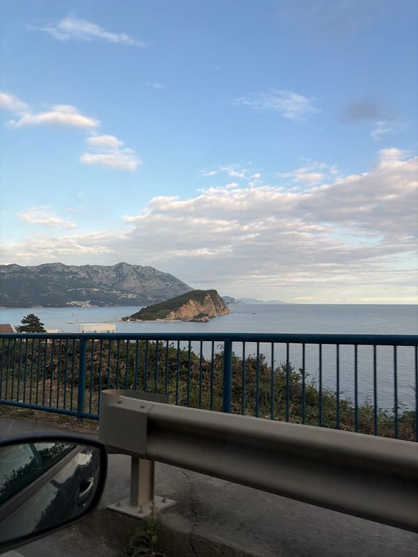 Coastal drive and rooftop cinema evening in Budva