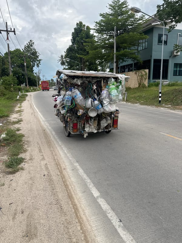 Overloaded three-wheeler spotted on Koh Phangan road