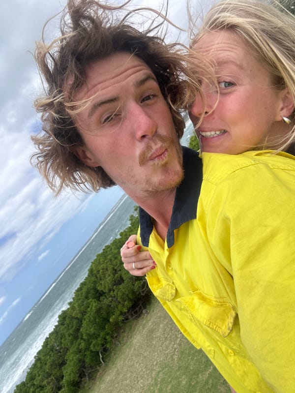 Couple enjoys early morning ocean visit in Bulli