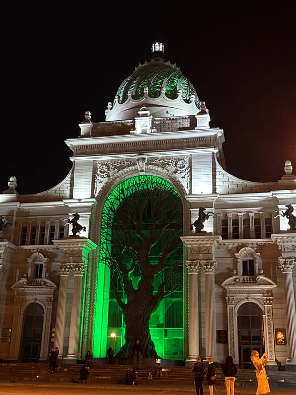 Palace of Farmers illuminated at night in Kazan