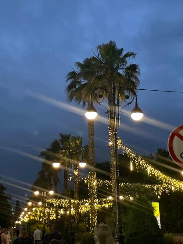 Summer evening around Sochi's Olympic park and waterfront