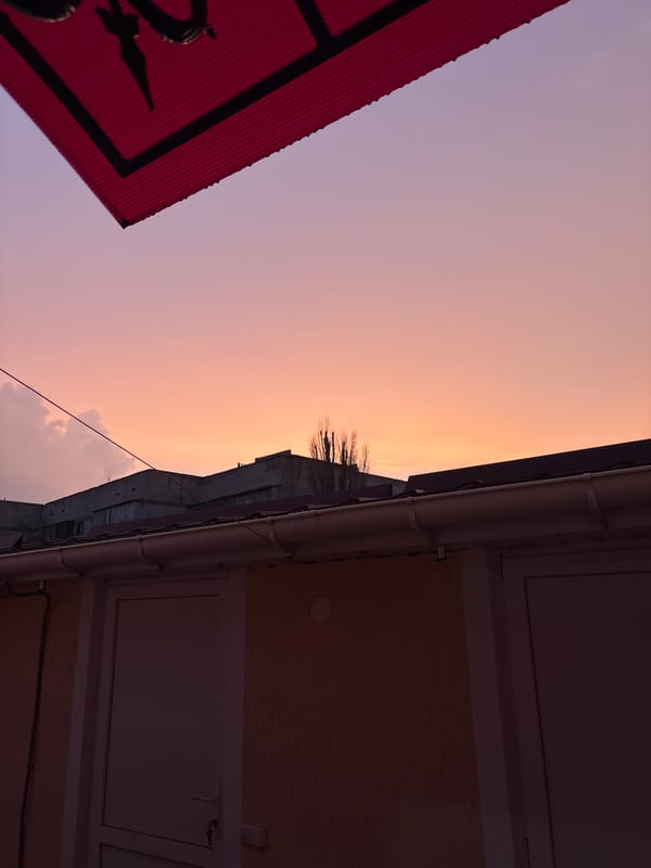 Sunset photographed over Simferopol cityscape April 4th