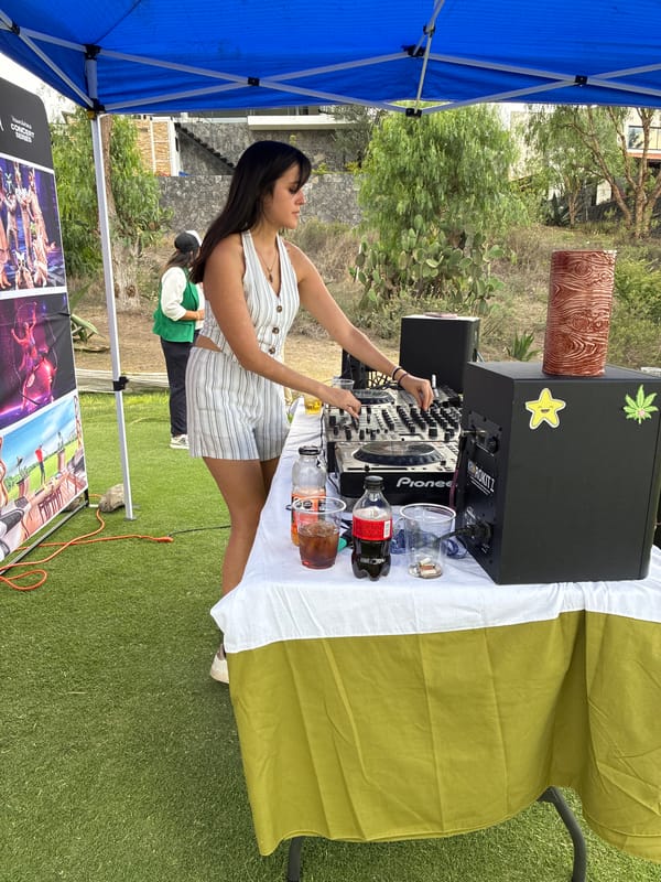 Female DJ performs outdoor set in Mexico