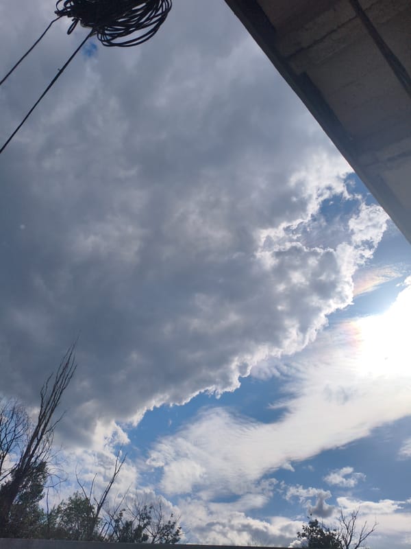 Sky halos and industrial skyline in Alchevsk, Ukraine