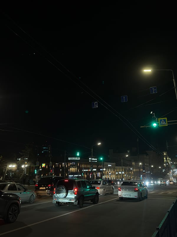 Nighttime street scenes documented in Rostov-on-Don, Russia
