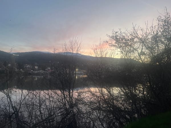Twilight scene captured at Lake Pancharevo, Bulgaria