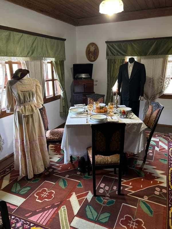 Historical dining room exhibit observed in Gabrovo museum