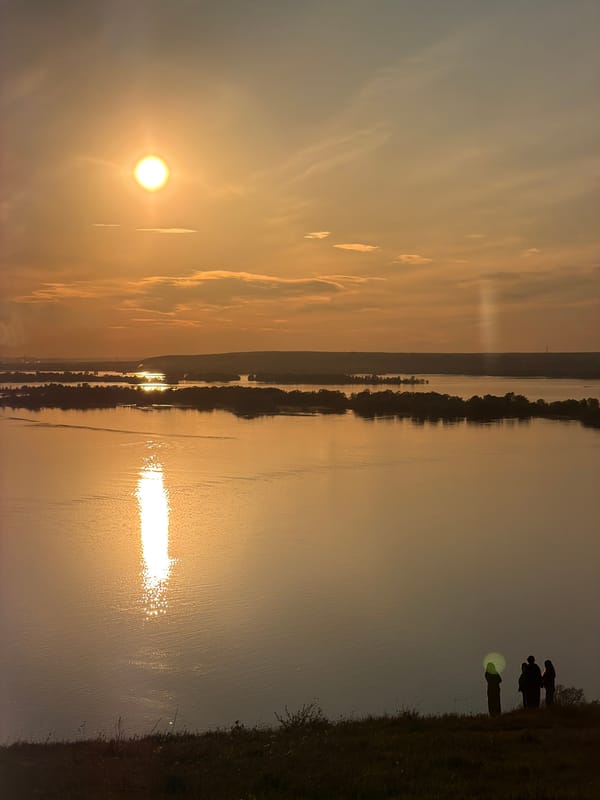 Sunset documented over water in Innopolis, Russia