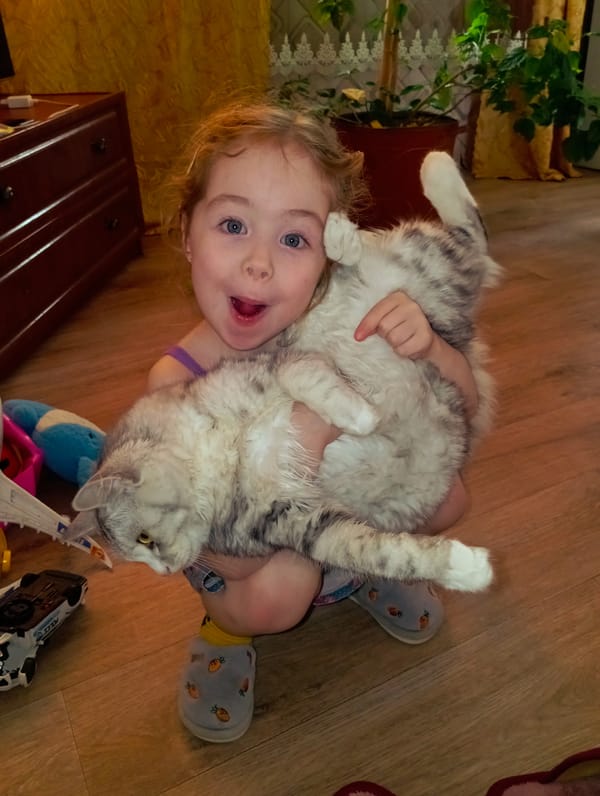 Child with cat, woman resting captured in domestic moments