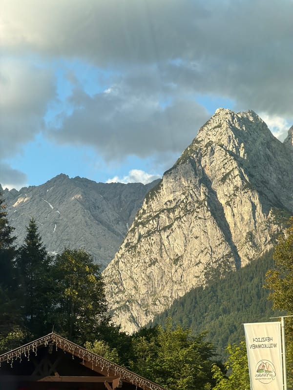 Sunlit Alpine peak rising above Garmisch-Partenkirchen